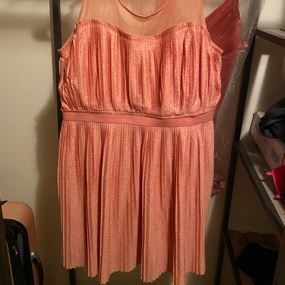 Salmon Pink polka dot plus size dress - Picture 1 of 3